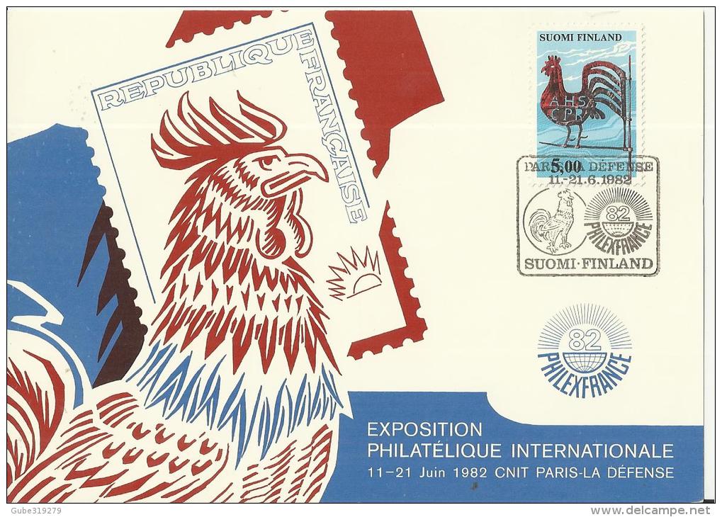 FINLAND 1982 – MAXICARD F.D ISSUE INTL  PHILATELIC EXHIBITION PARIS -PHILEX FRANCE 82  W 1 STS OF 5.00 (COQ GALOISE -COC - Maximum Cards & Covers