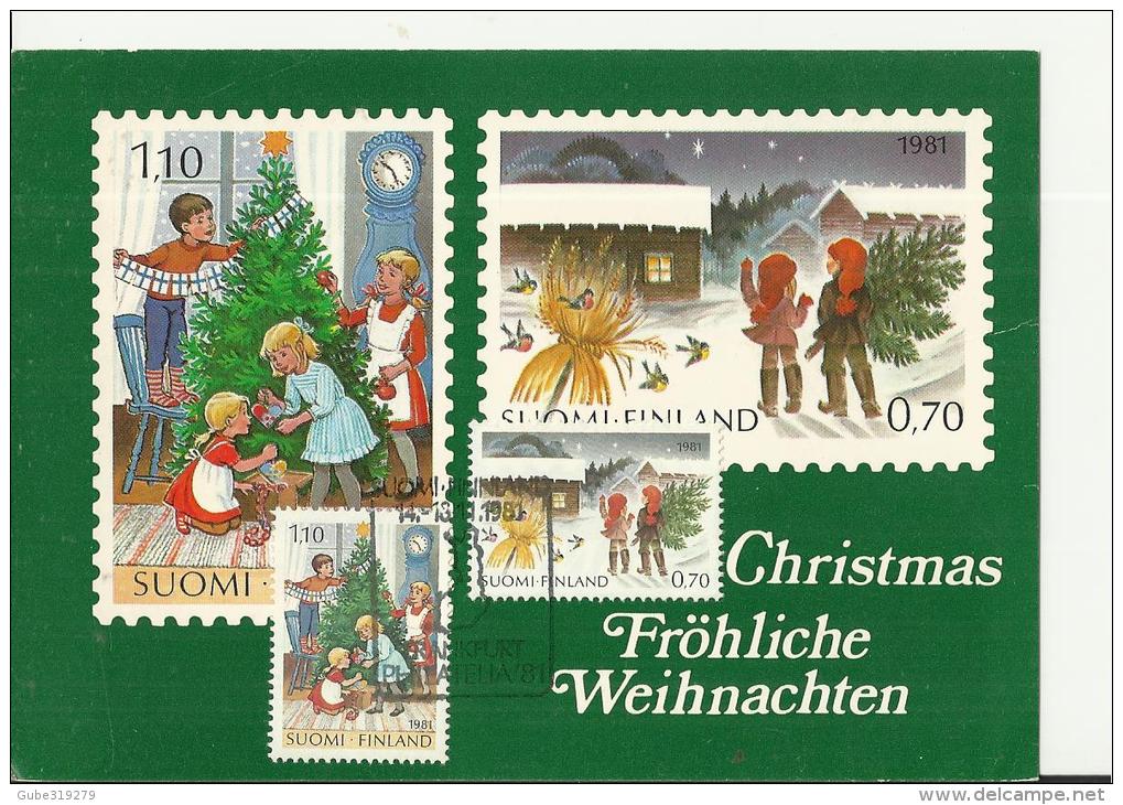 FINLAND 1981 – MAXICARD F.D ISSUE FRANKFURT  PHILATELIA 81 W 2 STS OF 0,70-1,10 (CHRISTMAS TREE PREPARATION) POSTM FRANK - Maximumkarten (MC)