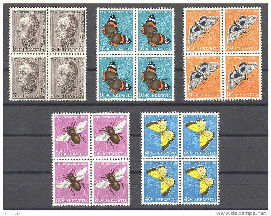 SWITZERLAND, PRO JUVENTUTE 1950, BLOCK OF 4 MNH ** - Unused Stamps