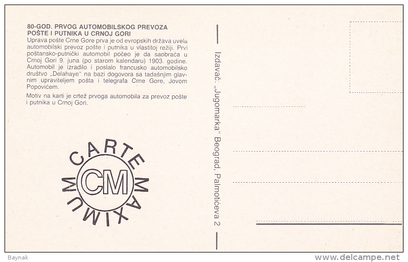 YU76  --  YUGOSLAVIA  --  CARTE MAXIMUM + FDC ( PRVI DAN )    -- 80 YEAR POST CAR IN MONTENEGRO - Cartes-maximum