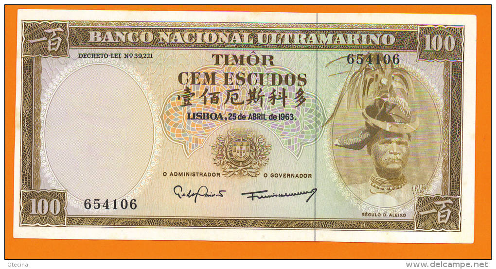 TIMOR 100 Escudos 25/4/1963 P28 AUNC - Timor