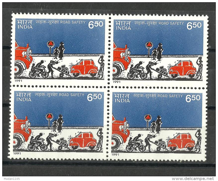 INDIA, 1991, International Conference On Traffic Safety, New Delhi, Block Of 4,  MNH, (**) - Neufs