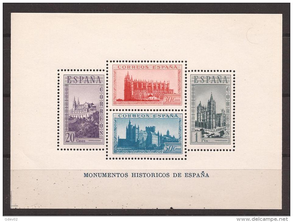 ES847-L3620TBH.España.Spa In  Espagne.HOJA BLOQUE MONUMENTOS HISTORICOS,1938 ( Ed. 847**) Sin Charnela. LUJO - Blocs & Feuillets