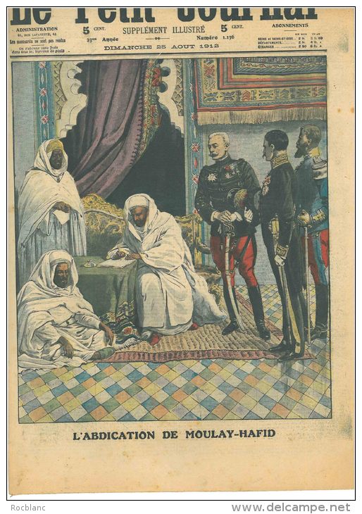 PTJ1 PETIT JOURNAL à PRIX FIXE.  Abdication Moulay Hafid Au Dos Un Troupeau Foudroyé. - Le Petit Journal
