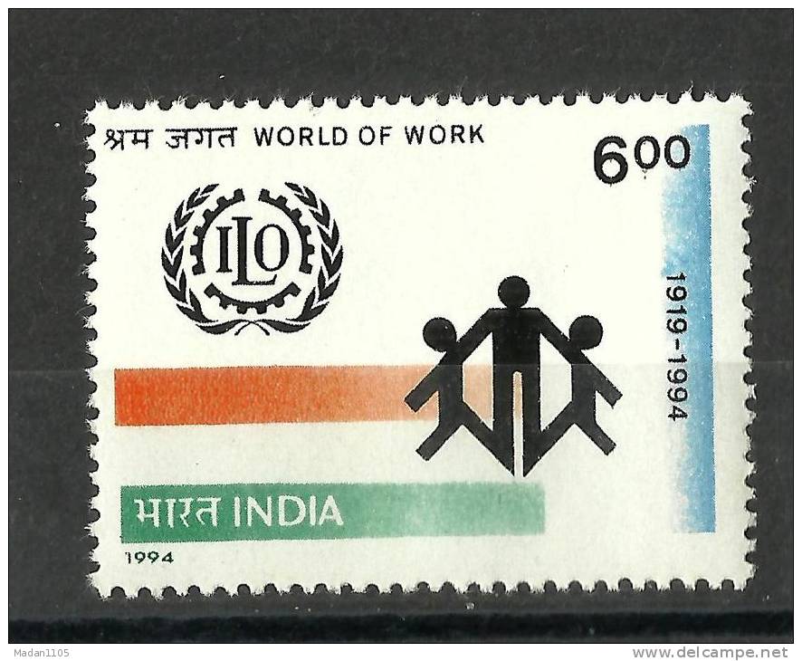INDIA, 1994, Aniversary Of International Labour Organisation, ILO, World Of Work, MNH, (**) - Neufs