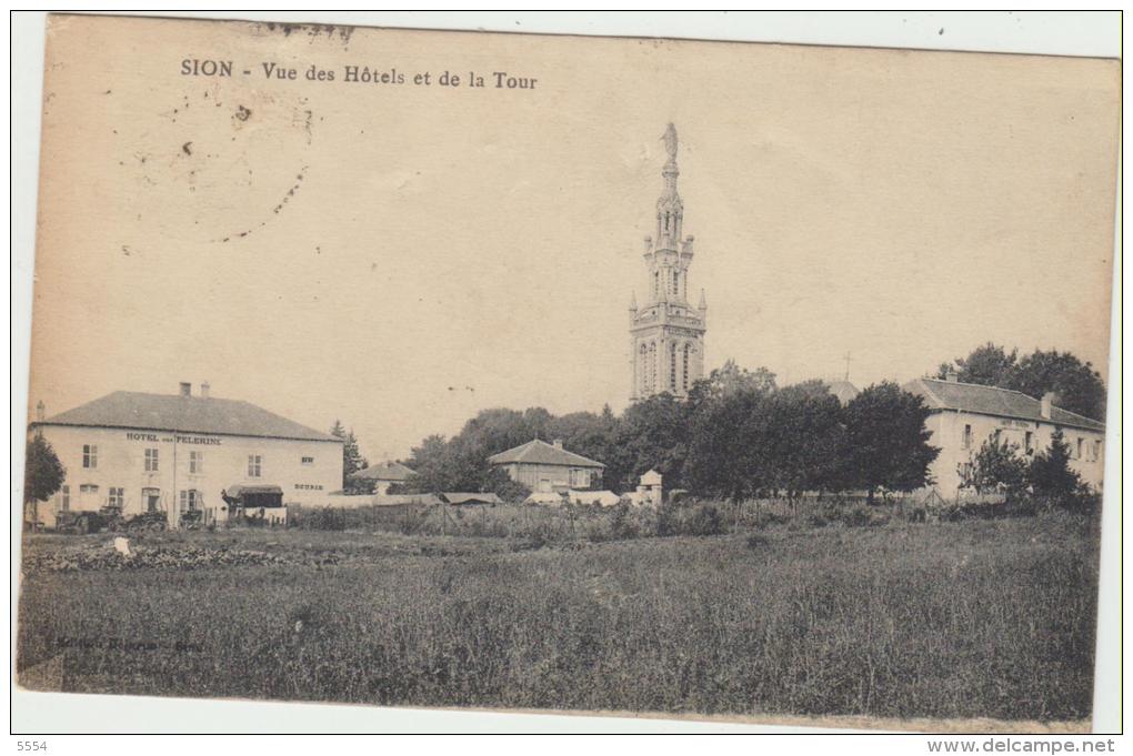 Cpa     32 Gers  Sion  Vue Des Hotel Et De La Tour Hotel Des Pelerins - Autres & Non Classés