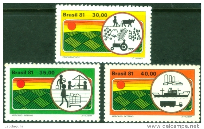 BRAZIL #1727-9     -  AGRICULTURE  3v   - 1981 - Unused Stamps