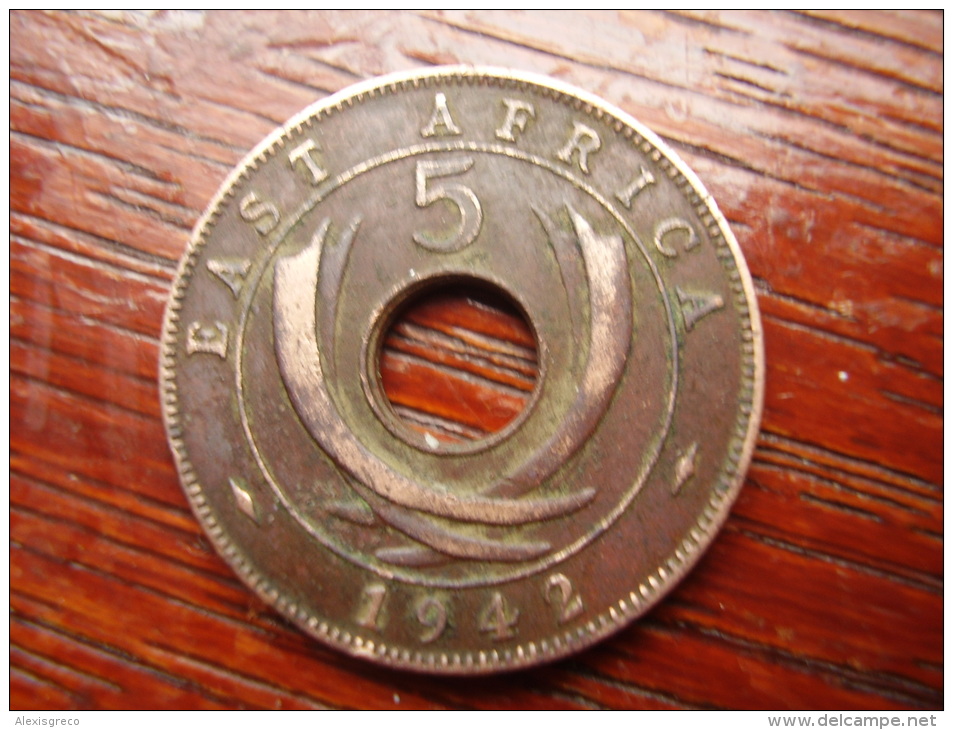 BRITISH EAST AFRICA USED FIVE CENT COIN BRONZE Of 1942. - Colonie Britannique
