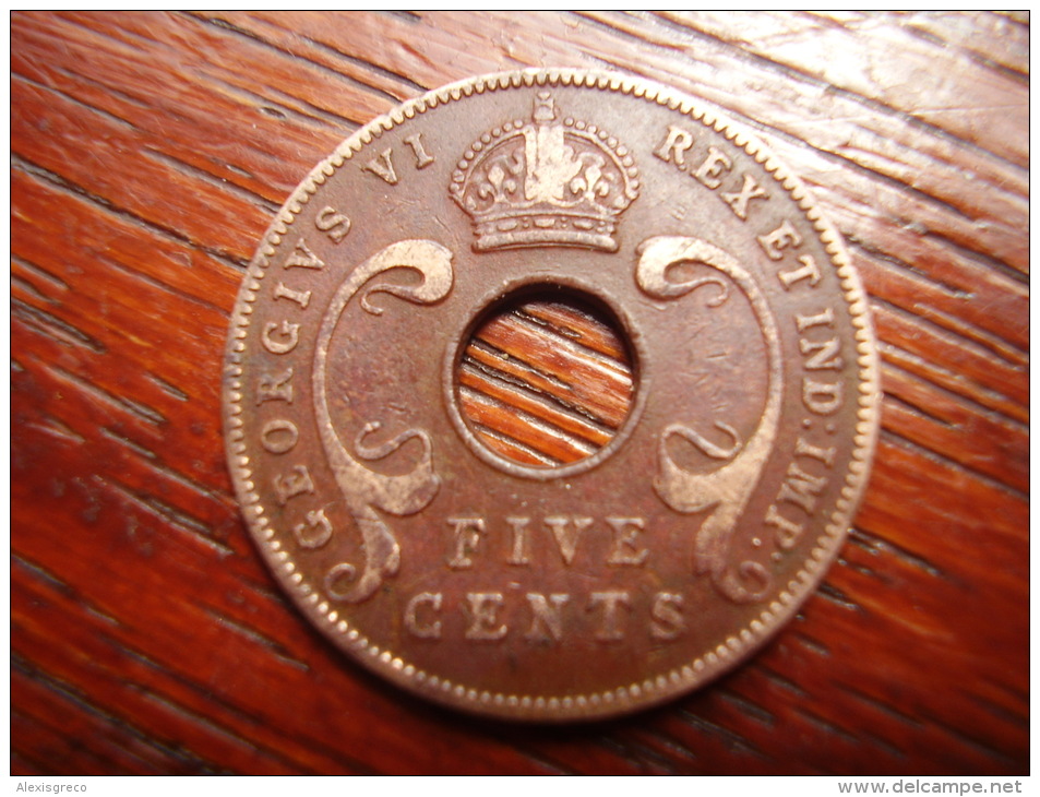 BRITISH EAST AFRICA USED FIVE CENT COIN BRONZE Of 1942. - Colonia Británica