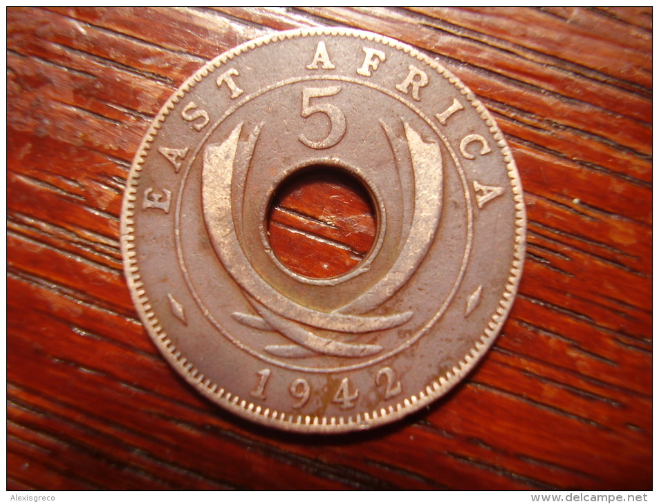 BRITISH EAST AFRICA USED FIVE CENT COIN BRONZE Of 1942. - Colonie Britannique