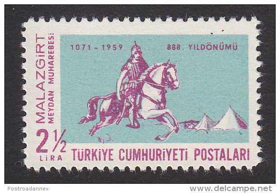Turkey, Scott #1468, Mint Hinged, 11th Century Warrior, Issued 1959 - Neufs