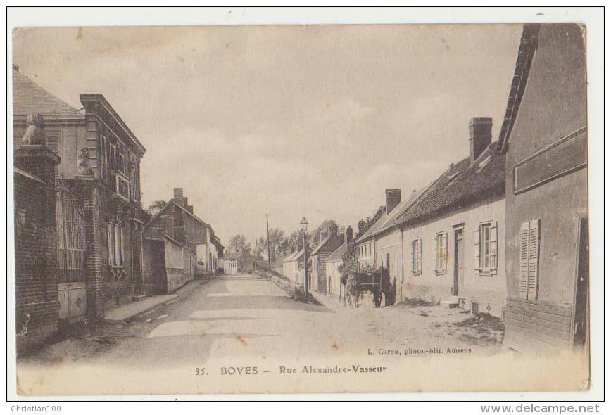 BOVES : RUE ALEXANDRE VASSEUR - CHARETTE - ECRITE EN 1916 - 2 SCANS - - Boves