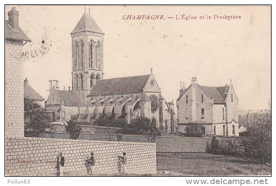 CPA CHAMPAGNE (95) L'EGLISE ET LE PRESBYTERE - ANIMEE - Champagne Sur Oise