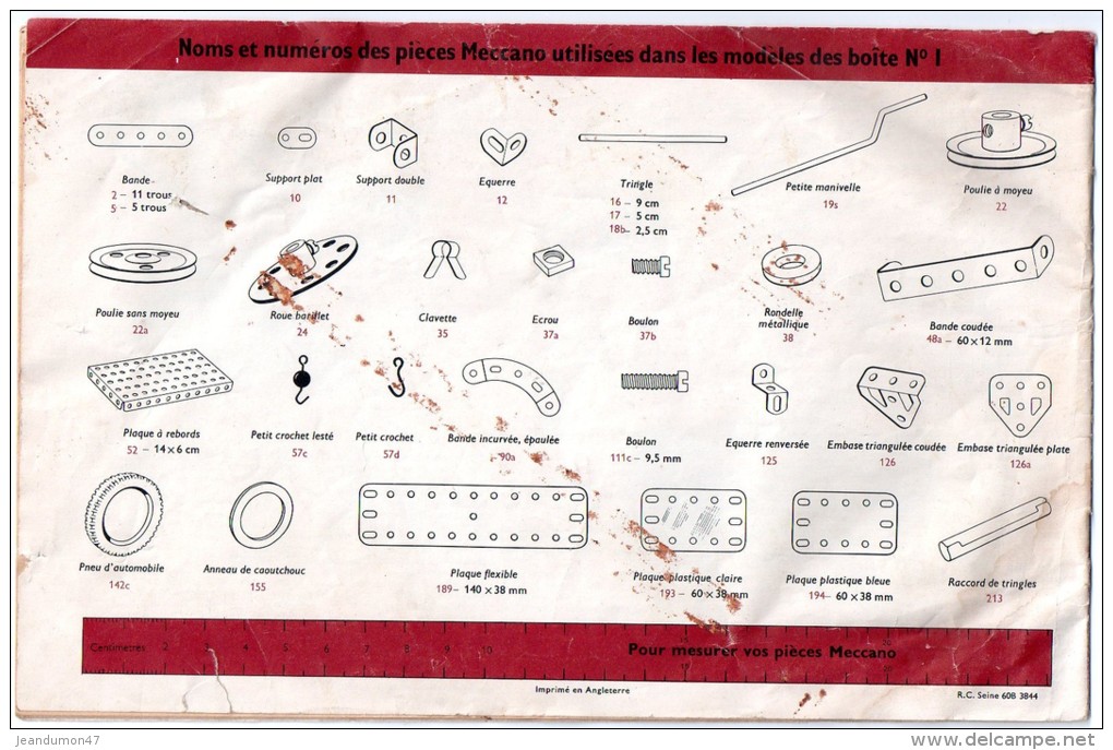 LOT DE 6 MANUELS  MECCANO INSTRUCTIONS : N°1 - N° 1 - N° 2 - N° 2 - N° 4 A - N° 4,5,6. TOUS SCANES