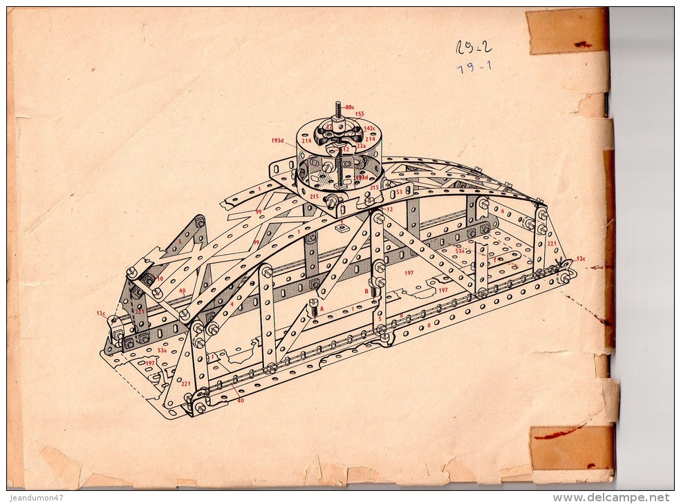 LOT DE 6 MANUELS  MECCANO INSTRUCTIONS : N°1 - N° 1 - N° 2 - N° 2 - N° 4 A - N° 4,5,6. TOUS SCANES