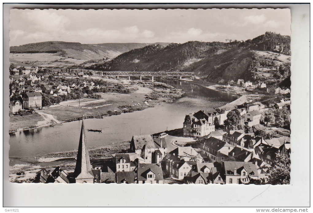 5584 ALF - BULLAY, Ortsansicht  Moselbrücke, 1955 - Alf-Bullay