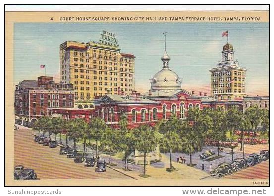 Florida Tampa Court House Square Showing City Hall And Tampa Terrace Hotel - Tampa