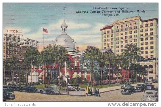 Florida Tampa Court House Square Showing Tampa Terrace And Hillsboro Hotel - Tampa