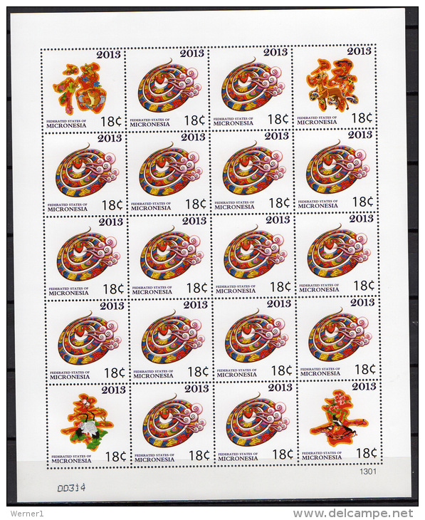 Micronesia 2013 Chinese New Year Of The Snake Sheetlet MNH - Chinese New Year