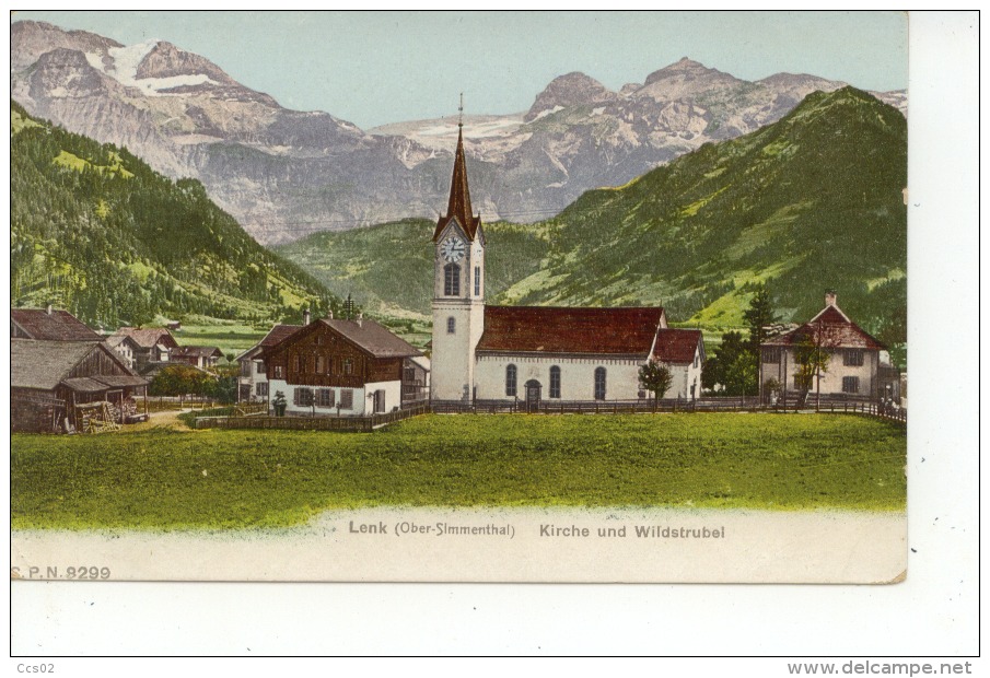 Lenk Kirche Und Wildstrubel 1922 - Lenk Im Simmental