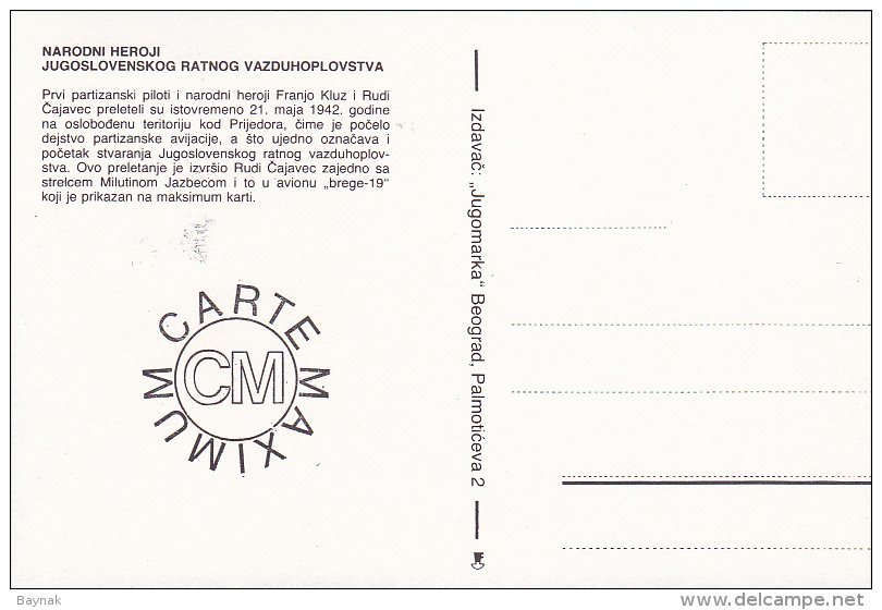 YU71  --  YUGOSLAVIA  --  CARTE MAXIMUM + FDC ( PRVI DAN )  --    FOLK HEROES OF AIR FORCE - Cartes-maximum