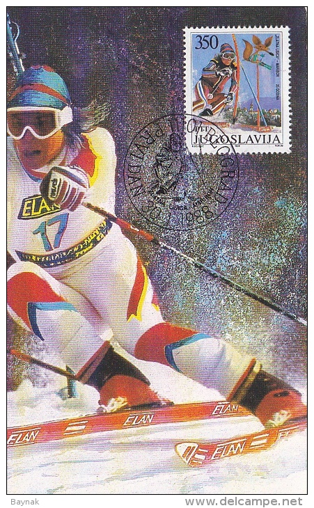 YUGOSLAVIA  --  CARTE MAXIMUM + FDC ( PRVI DAN )  --    SKI SPORT  --  MARIBOR ,, ZLATNA LISICA ,,  --  GOLDEN FOX -  FI - Cartes-maximum