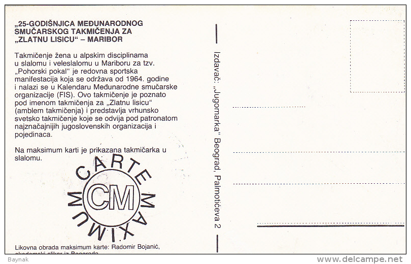 YUGOSLAVIA  --  CARTE MAXIMUM + FDC ( PRVI DAN )  --    SKI SPORT  --  MARIBOR ,, ZLATNA LISICA ,,  --  GOLDEN FOX -  FI - Cartes-maximum