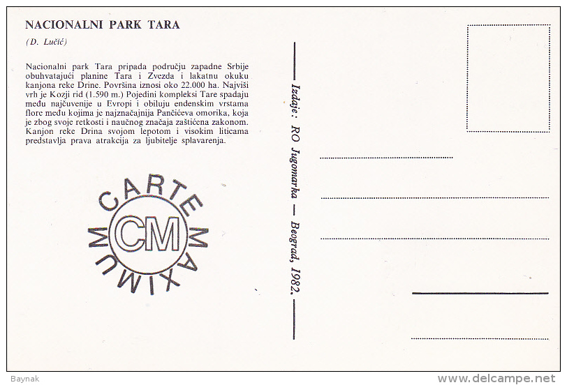 YU67  --  YUGOSLAVIA  --  CARTE MAXIMUM + FDC ( PRVI DAN )  --    NATIONAL PARK TARA, SERBIA - Cartes-maximum