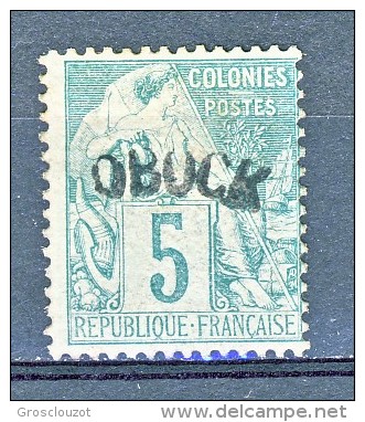 Obock 1892 N. 4 C. 5 Verde (sovrastampa A) MH - Other & Unclassified