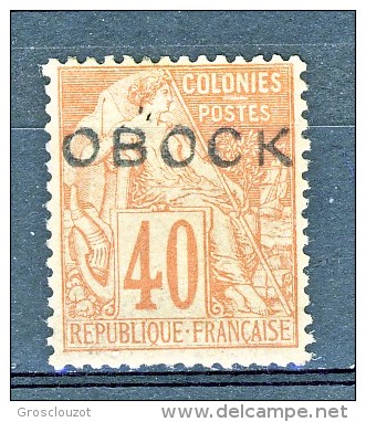 Obock 1892 N. 18 C. 40 Rosso-arancio (sovrastampa B) MH - Autres & Non Classés