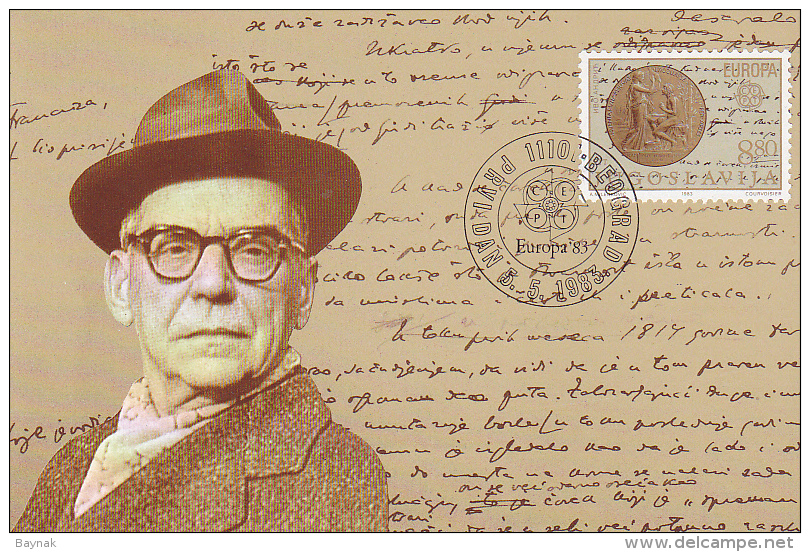 YU64  --  YUGOSLAVIA  --  CARTE MAXIMUM + FDC ( PRVI DAN )  --    EUROPA CEPT  -  IVO ANDRIC  --  NOBEL PRIZE WINNERS - Cartes-maximum