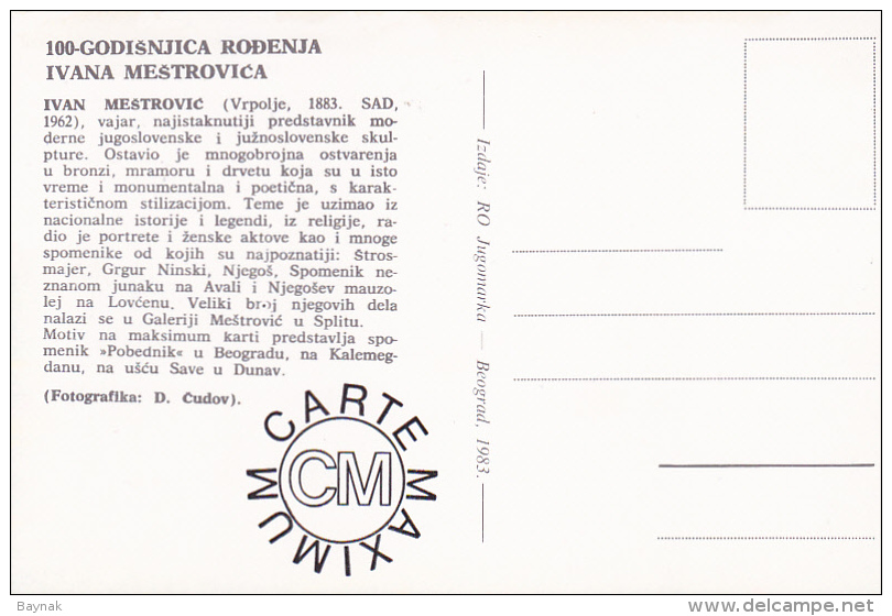 YU600  --  YUGOSLAVIA  --  CARTE MAXIMUM + FDC ( PRVI DAN )  --    IVAN MESTROVIC, CROATIA, SCULPTOR - Cartes-maximum