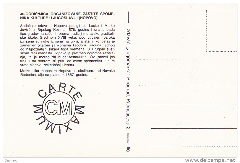 YU58  --  YUGOSLAVIA  --  CARTE MAXIMUM + FDC ( PRVI DAN )  --    MONASTERY HOPOVO, SERBIA - Cartes-maximum