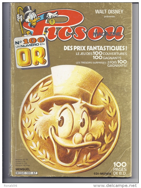 PICSOU MAGAZINE Mensuel (  Walt Disney  )  Oncle Picsou En Or  Numéro N° 100 - Picsou Magazine