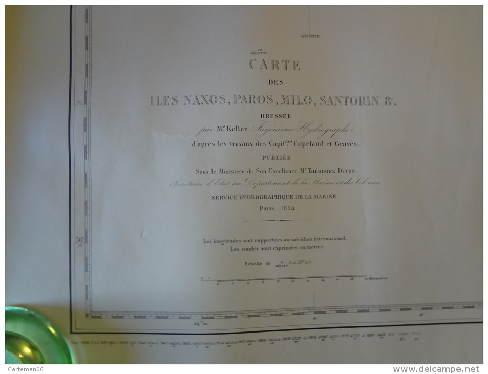 Carte Marine - 1935 - Iles Naxos, Paros, Milo, Santorin - Dressée Par Keller D'après Copeland Et Graves - Cartes Marines