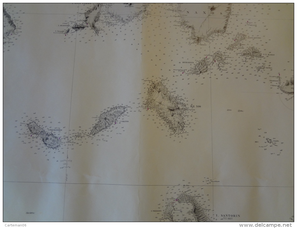 Carte Marine - 1935 - Iles Naxos, Paros, Milo, Santorin - Dressée Par Keller D'après Copeland Et Graves - Nautical Charts