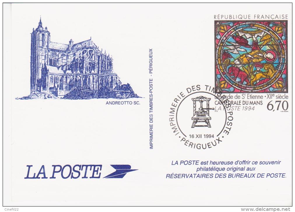 France, Pseudo Entier  Imprimerie Des Timbres-Poste, Cathèdarle Du Mans, 1994 - Official Stationery