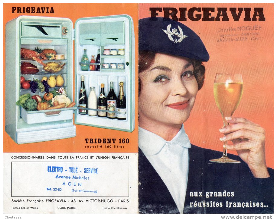 AVION  CARAVELLE)  SUD- AVIATION  -  PUB FRIGEAVIA -Superbe Document 20x26 2 Pages Recto Verso - Publicidad