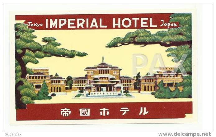 JAPAN &#9830; TOKYO &#9830; IMPERIAL HOTEL &#9830; VINTAGE LUGGAGE LABEL &#9830; 2 SCANS - Hotel Labels