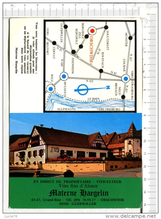 Plaquette Publicitaire   :  Materne  HAEGELIN  -   Vins Fins D Alsace  -  En Direct  Propriétaire - Viticulteur - Autres & Non Classés