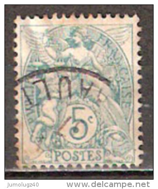 Timbre France Y&T N° 111 (05) Obl  Type Blanc.  5 C. Vert. Cote 0,30 € - 1900-29 Blanc