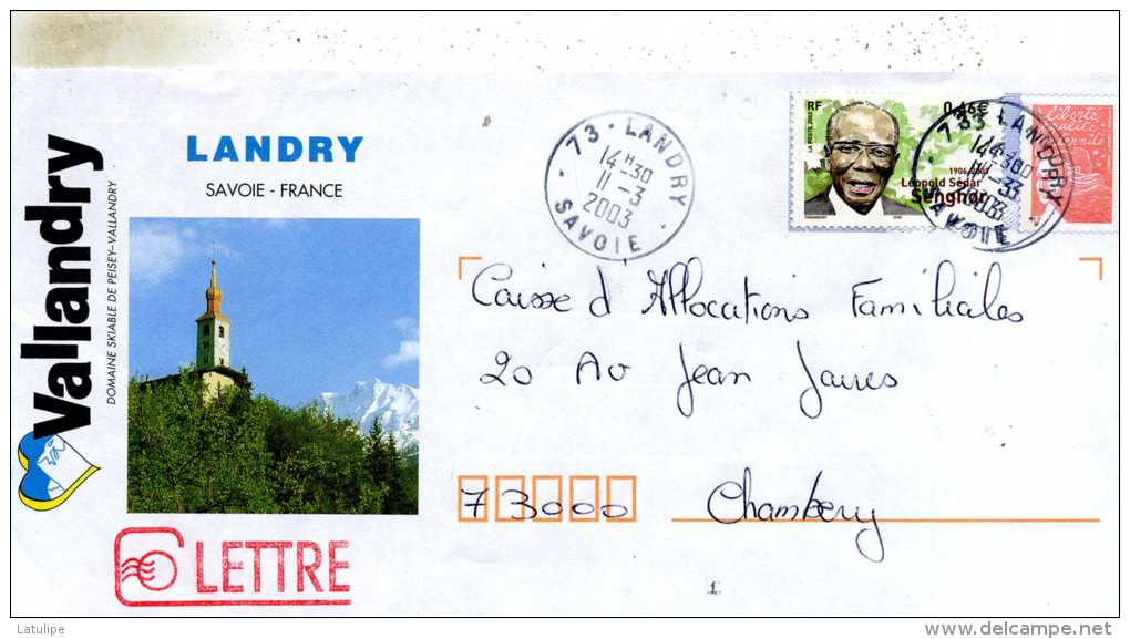 Enveloppe Obliteration Mecanique De Mr Daran A Landry 73 Adressé A La CAF De Savoie A Chambery 73 - Mechanical Postmarks (Other)