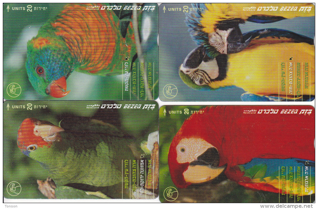 Israel, BZ-292 - 295, Set Of 4 Cards, Parrots, 2 Scans. - Israel