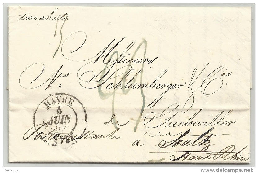 USA 1834 Charleston To Soutz (High Rhine) Germany - N. Schlumberger & Cie. - …-1845 Voorfilatelie