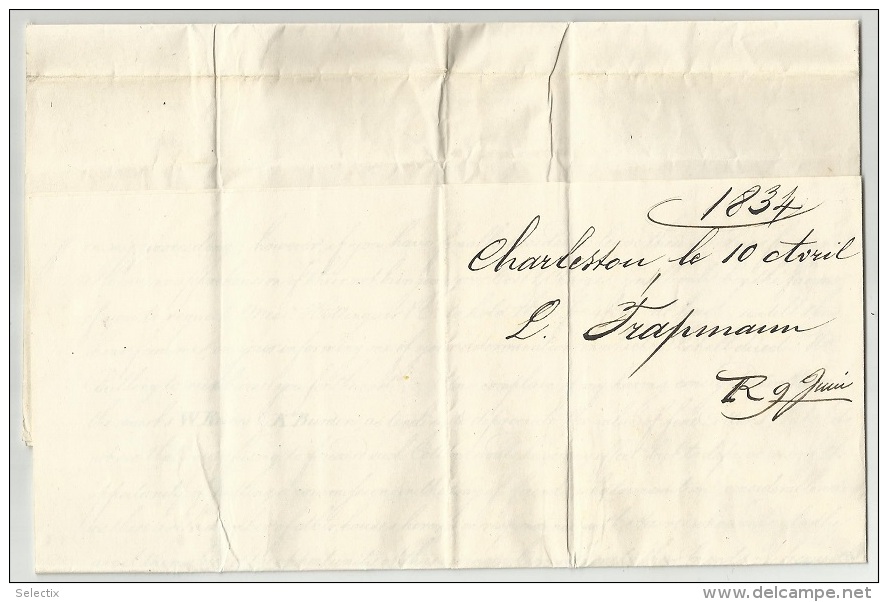 USA 1834 Charleston To Soutz (High Rhine) Germany - N. Schlumberger & Cie. - …-1845 Vorphilatelie