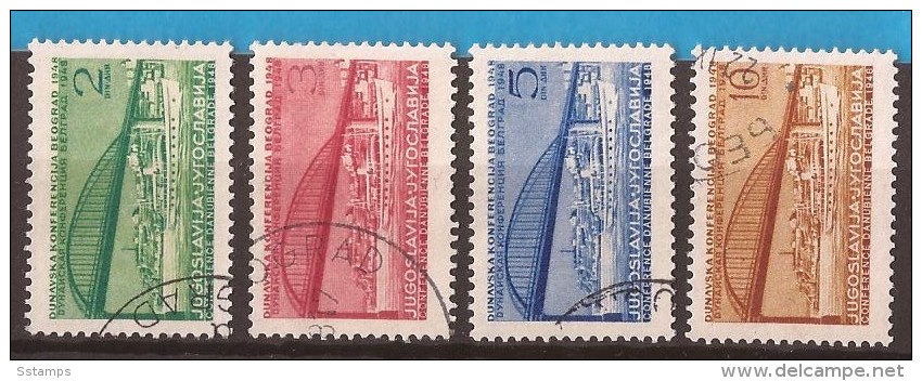 1948 X 548-51  JUGOSLAVIJA  DONAU KONFERENZ EUROPA PONTE NAVI  USED - Used Stamps