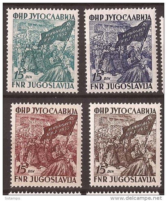 1952  X  708-11   JUGOSLAVIJA  VI KONGRES DER KOMUNISTISCHEN PARTEI ZAGREB CROAZIA   MNH - Neufs