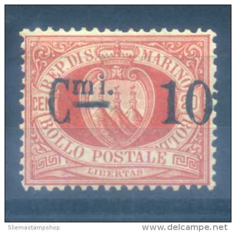 SAN MARINO - 1892 Overprint 10c On 20c Red - Nuevos
