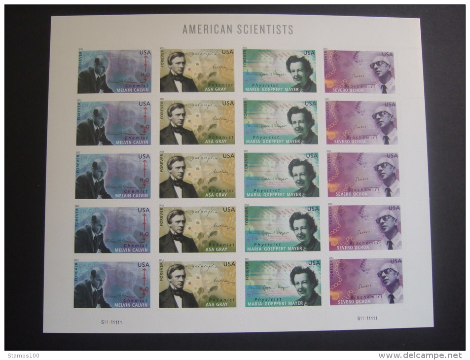 USA 2011  AMERICAN SCIENTISTS SHEET OF 20  MNH **   (1031000-625/015) - Sheets