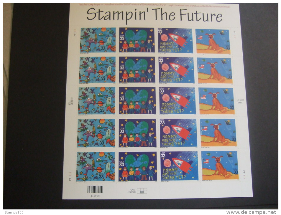 USA 2000 STAMPIN THE FUTURE  SHEET OF 20   MNH **   (1036000-705/015) - Ganze Bögen